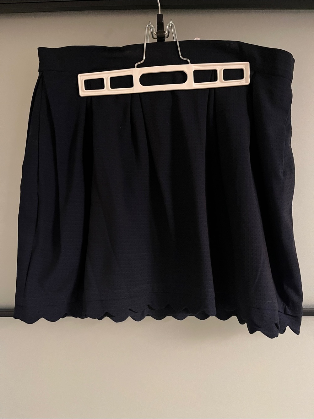 BCBGeneration Navy Mini Skirt with Scalloped Hem
